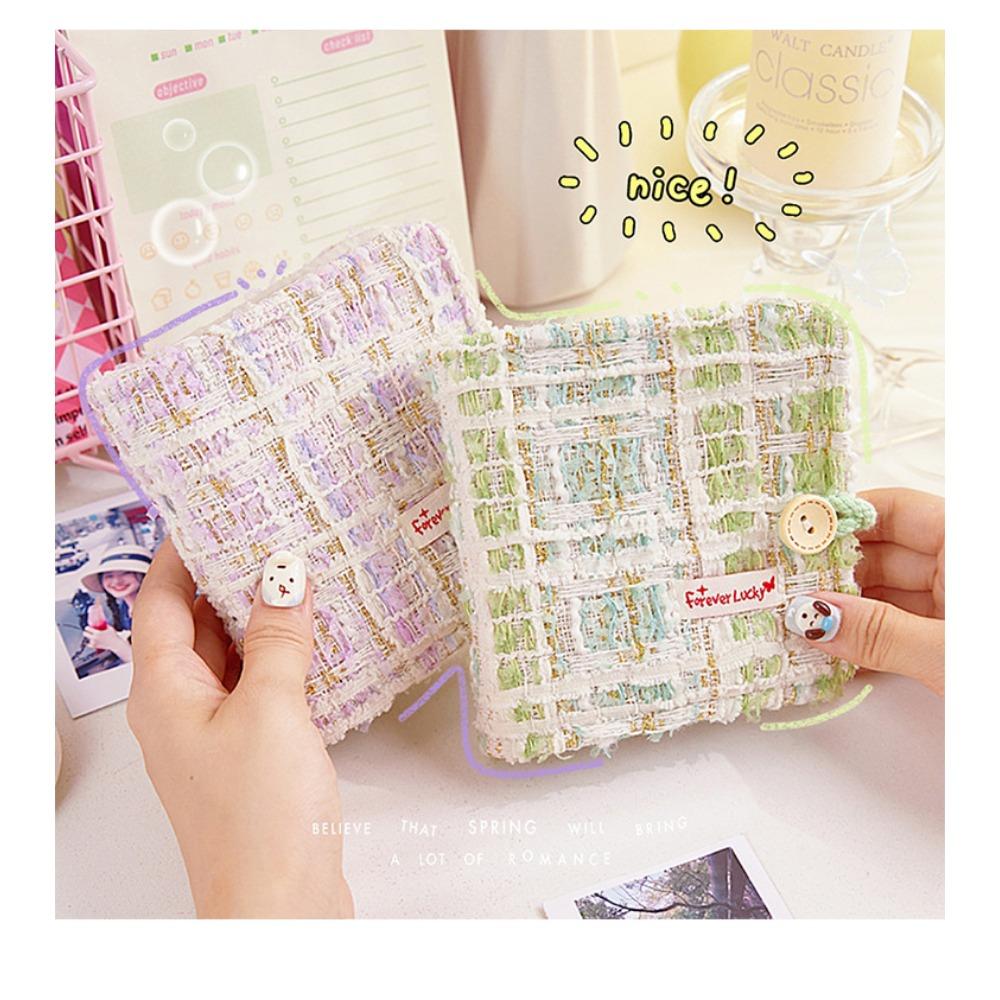 Fabric Small Fragrant Wind Mini One Palace Grid Card Booklet, Polaroid Love Bean Chasing Stars 3-inch Portable Photo Storage Brochure