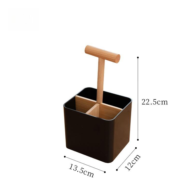 

Japanese Style Partition Countertop Rack Storage Box Kitchen Chopsticks Spoon Storage Rack with Handle Chopstick Tube Rack чёрный