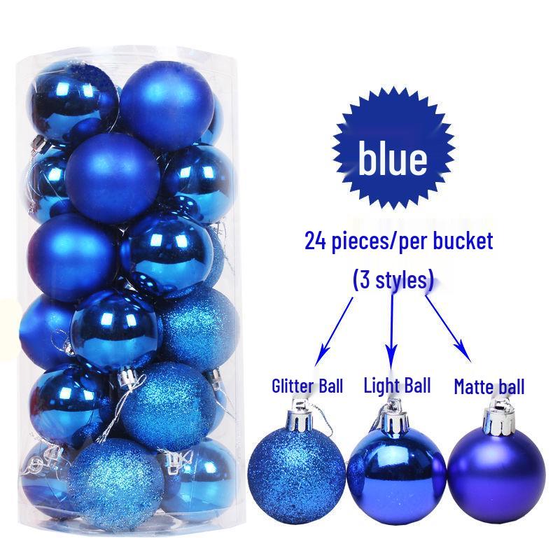 24-teiliges Weihnachtsbaumschmuck-Set: 3cm-8cm Mehrfarbige Plastikkugeln