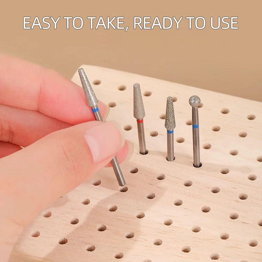 2Pcs Save Space Wooden Polishing Head Storage Board Nail Tools Storage Stand Pedicure File Cutter
