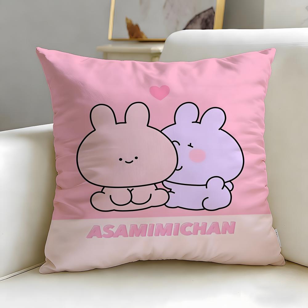 virtual character Asamimichaan Asleep Cushion Cover Soft & Easy-Wash Pillow Case – Versatile for Couch, Bed, Travel and Office
