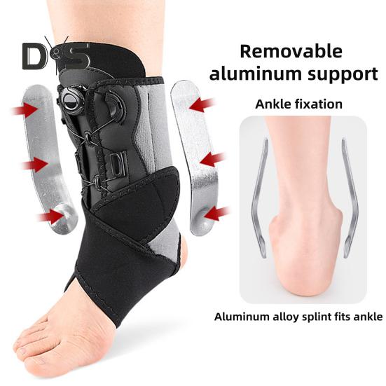 Adjustable Ankle Brace with Dual Aluminum Splints Ankle Stabilizer Knob-Controlled Compression X-Type Restraint Belt for Sports Injury Recovery