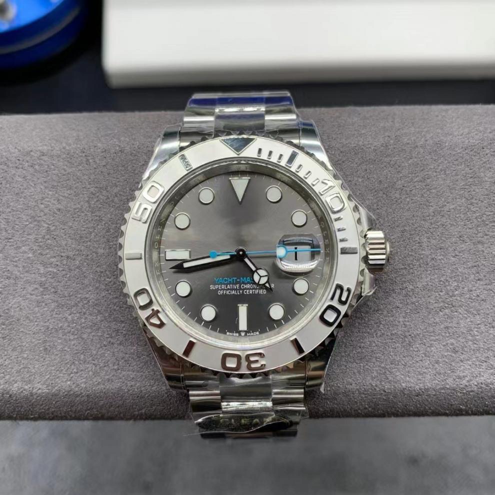 Rolex Yacht-Master 126622 Grå Lyser Upp Kalender Mekanisk Klocka med Gummiband - Vattentåligt Sportur