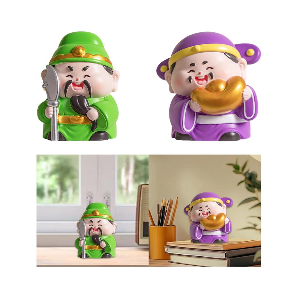 Chinese God Figurine Centerpiece Ideal Gift Small Portable Cute Desktop Sculpture for Hotel Study Housewarming Office Bookshelf