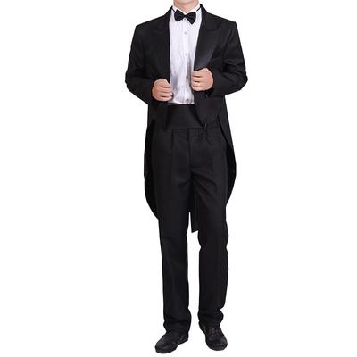 Formal Suit Magician Clothes Tailcoat Tuxedo Bow Tie Formal Kimono Clothing Swallowtail Cosplay Clothes Wedding Performance Costume [LanBuff] Men's