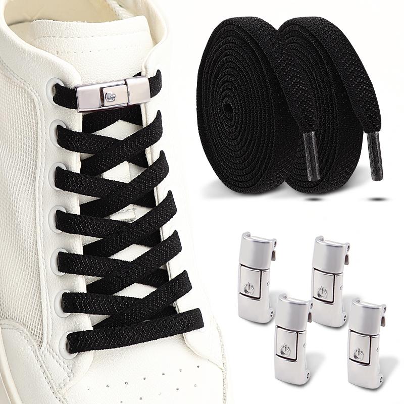 Ein-Knopf-Schnürsenkel ohne Binden, Schnellverschluss Faulenzer-Schnürsenkel, Strapazierfähige elastische Ersatzschnüre für Sneaker & Freizeitschuhe 1 Paar/2 Paare