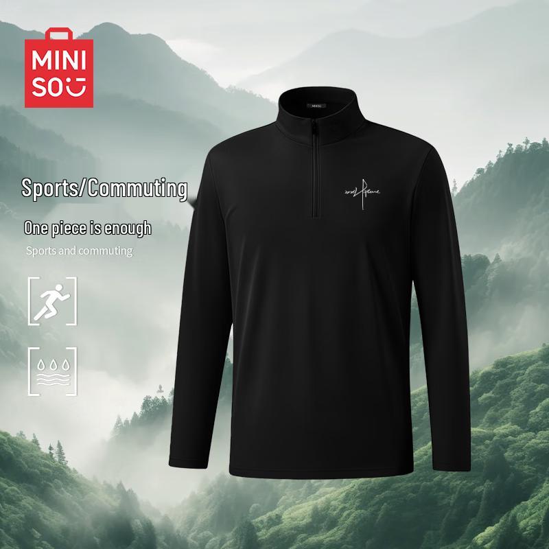 MINISO Men s Quick-Dry Half-Zip Long-Sleeve T-Shirt L