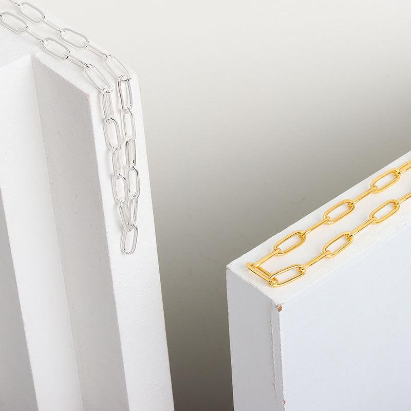 925 Silver Hiphop Necklace New Fashion Simple Geometric Handmade Clavicle Chain Party Jewelry Gifts for Women