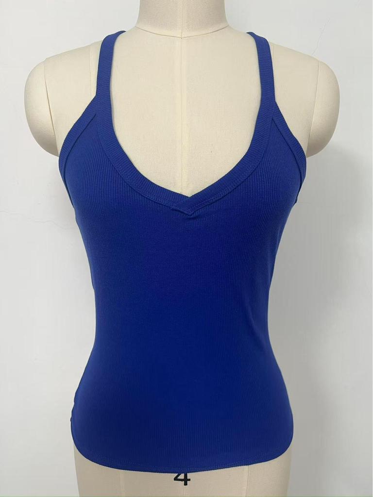 Europäisches & Amerikanisches Geripptes Bodycon Tanktop - Sommer Einfarbig, Elastisch & Sexy Design