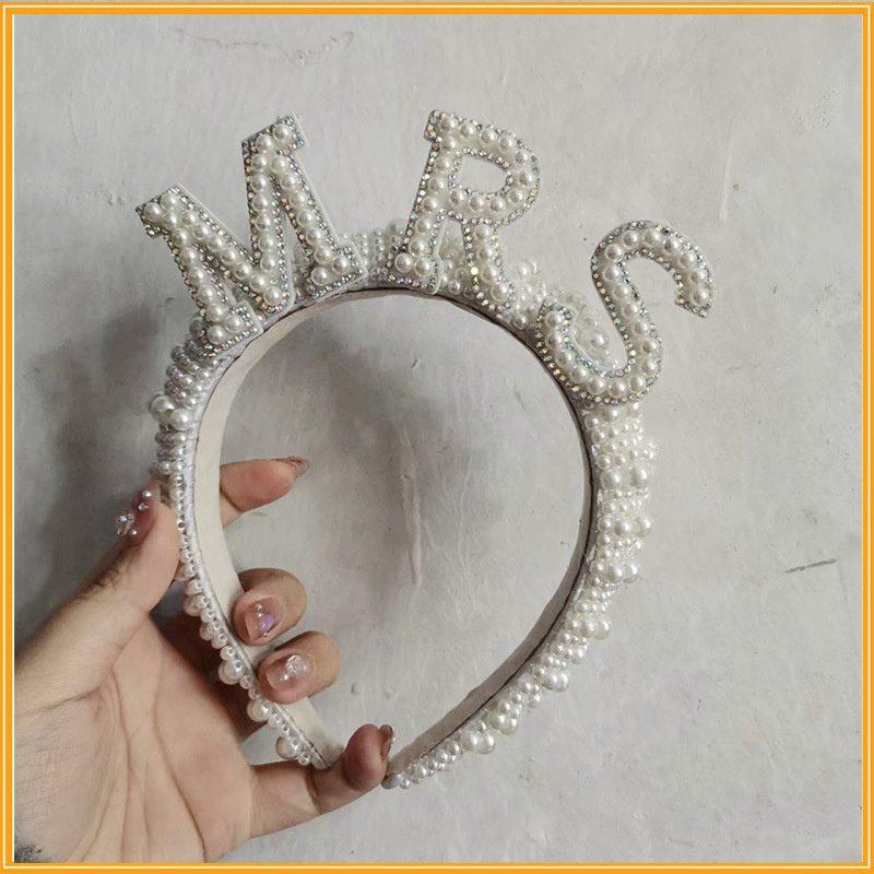 Accessories Handmade European American Party Headband Beaded Bridal Vintage Pearl Hair Bride Pearl Headband