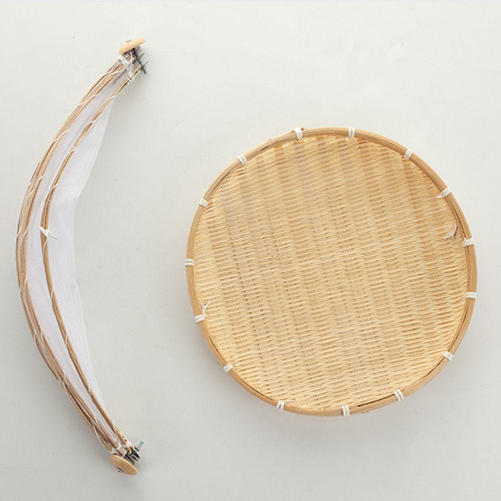 Hand Woven Dustpan Storage Easy To Carry Net Cover Weaving Storage Basket Easy To Carry Food Serving Tent Basket