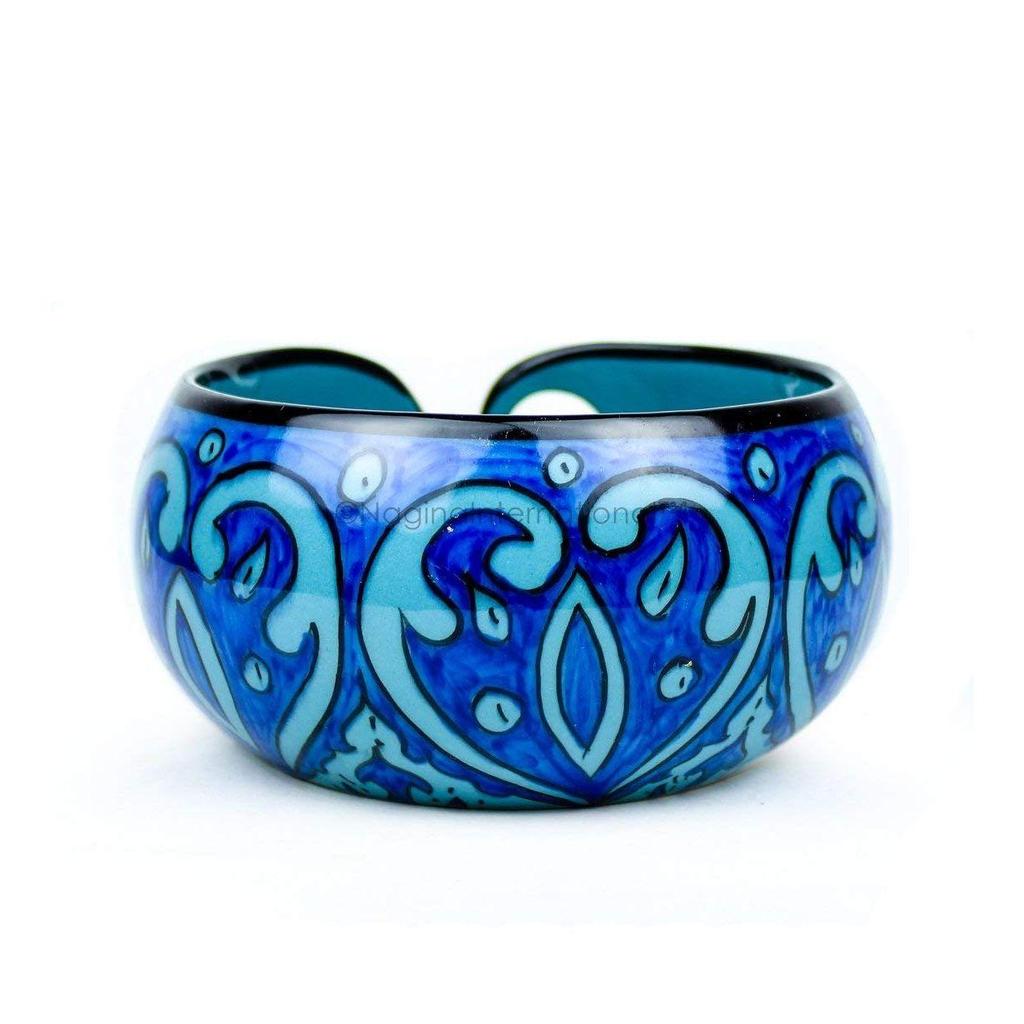Ceramic Yarn Bowl (Deep Water Blue) - 7 X 7 X 3 Inches