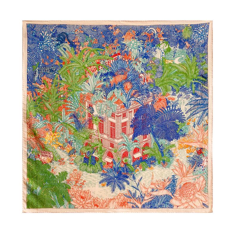 

Шелковый шерстяной шарф с принтом джунглей 65cm