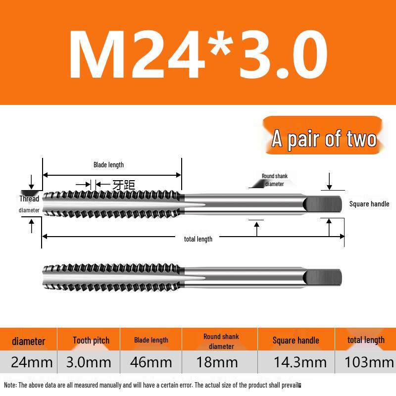 Feingewinde Handgewindebohrer M8-M20 Satz (5 Stücke)