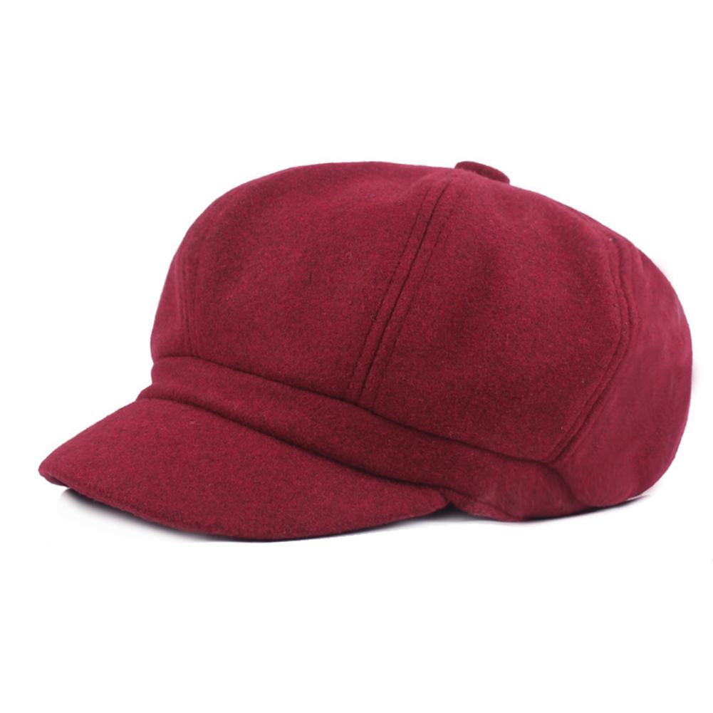 Women Woolen Adjustable Octagonal?Peaked Cap Chic Baseball Hat Gift