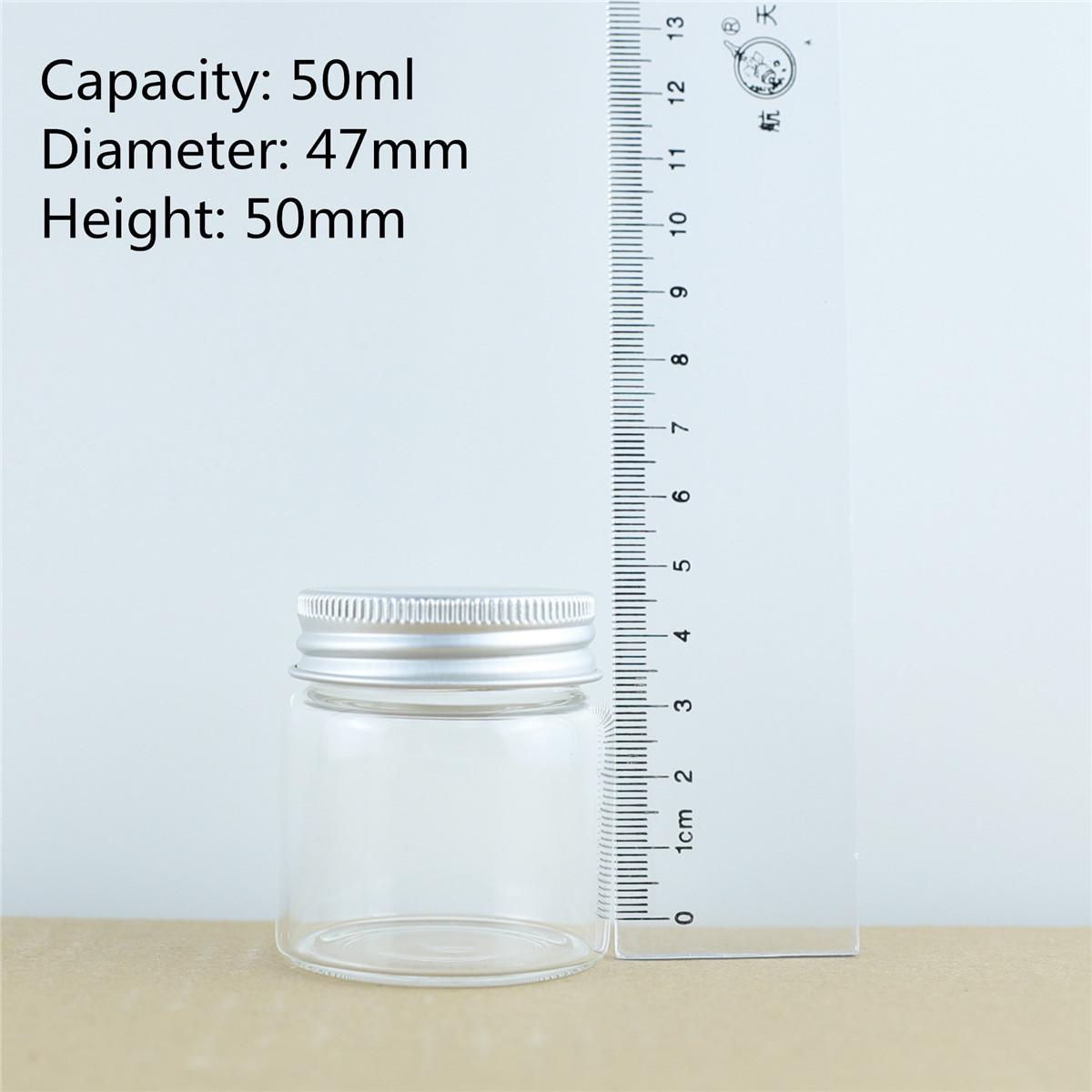 

Sealed Glass Bottles 12PCS 50ml/60ml/80ml/100ml/130ml Diameter 47mm Silver Screw Cap Glass Jars Vials DIY Craft Container