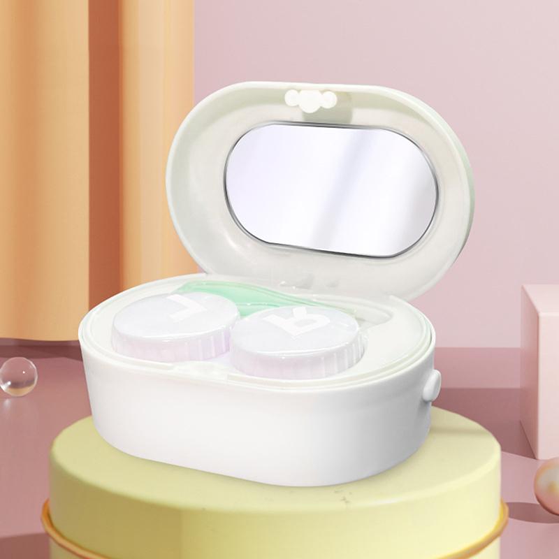 

Электрический косметический очиститель для контактных линз, аксессуары для ежедневного ухода, сменный футляр, переносной ящик для хранения с зеркалом белый