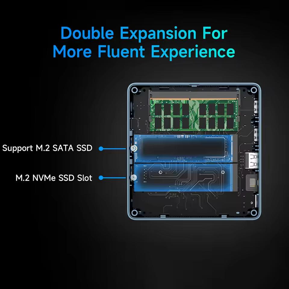 BMAX B4 Ultra Mini PC Windows 11 PC Intel N150 12GB 512GB SSD HDMI Type-C Supports 4K@60Hz 1000MHz Intel Graphics HDMI USB