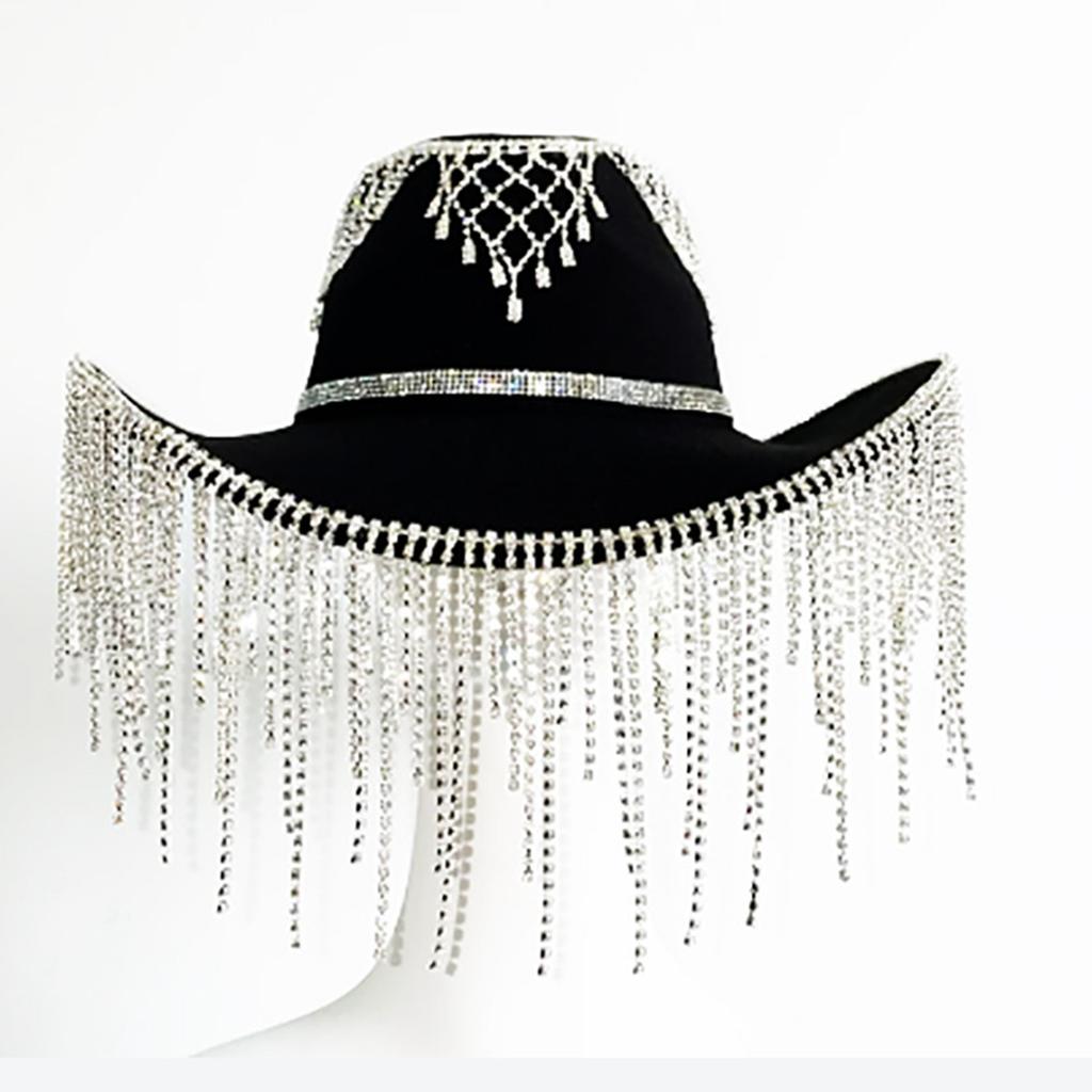 Rhinestones Cowgirl Hat for Women Teens Girls Carnivals Party Hat Lady Bachelorette Party Headgear Photography Accessory