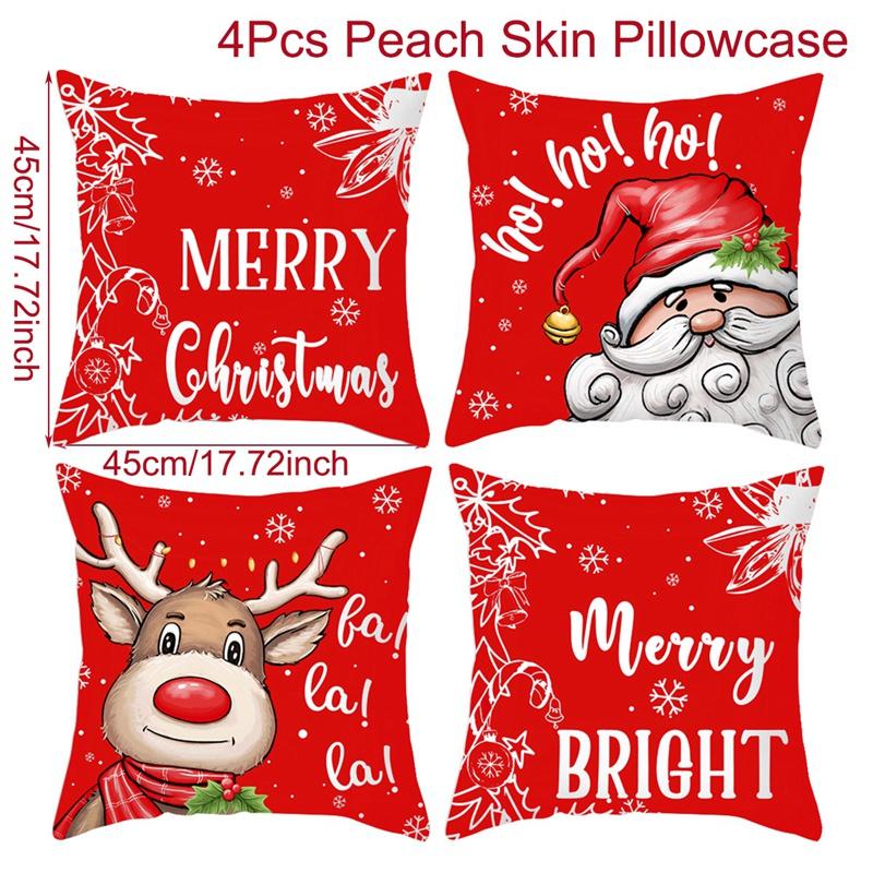 

4pcs Christmas Pillow Covers Christmas Party Decoration 2025 Xmas Tree Santa Claus Pillowcase Navidad Natal New Year Gift 2026