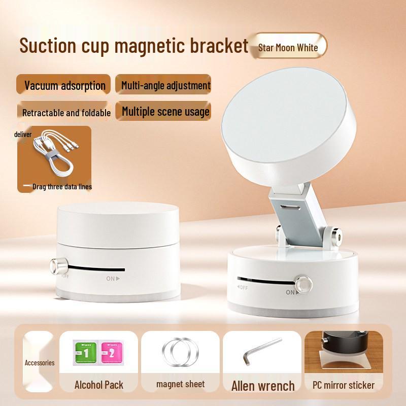 Magnetic Car & Desktop Phone Holder: Foldable, Height-Adjustable Suction Cup Stand