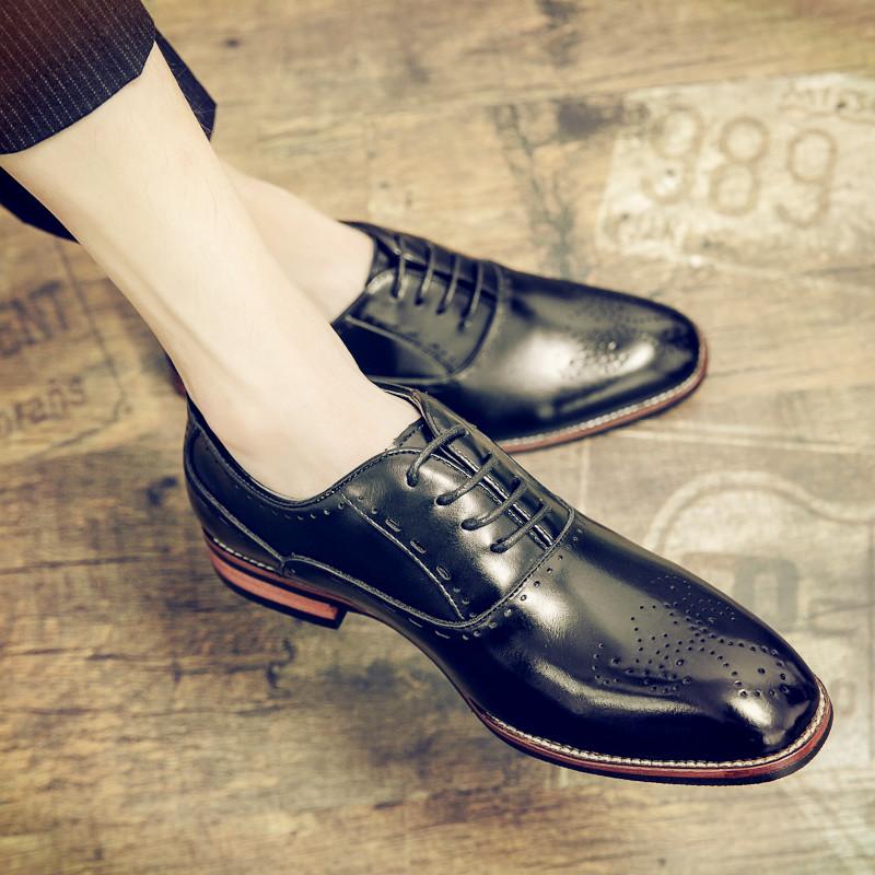 Leather Shoes Young British Dress Casual Business Sense Leather Shoes Wedding Groom Suit Height Increase