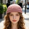 Leichter Modehut für Damen, Kappenhut ohne Schirm mit Katzenohren, Niedrige Schiebermütze, Verstellbare Skullcap, Stilvolle Unisex-Kappe für den täglichen Gebrauch, Schiffermütze