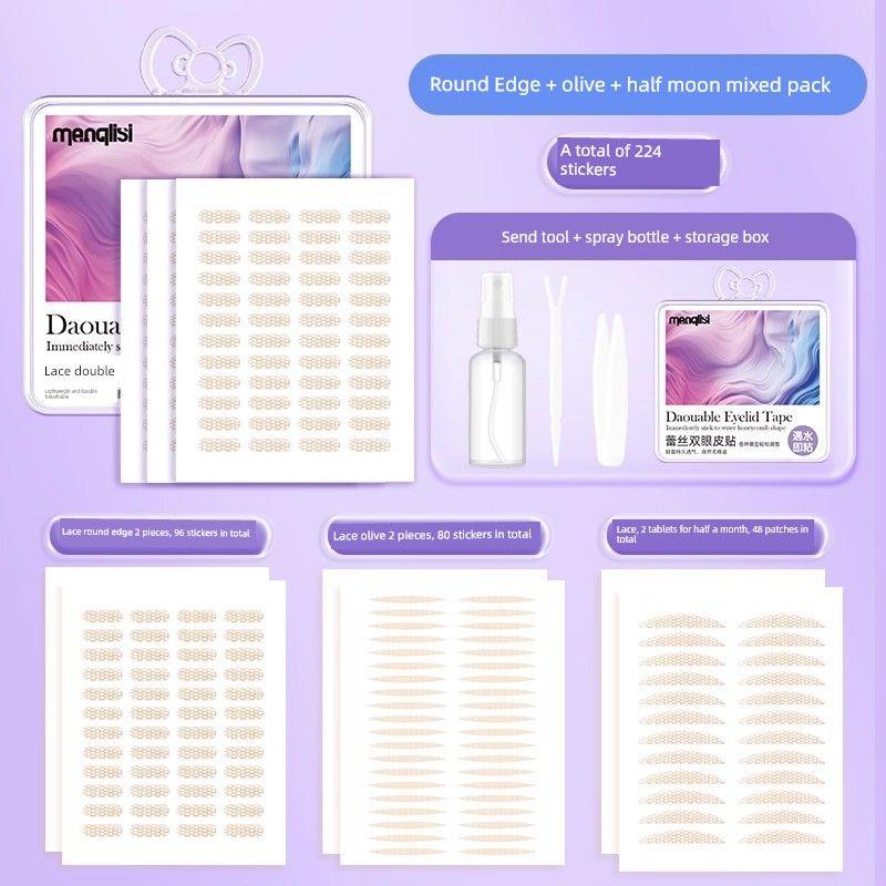 

Local Super Invisible and Breathable Stick Double Eyelid Stickers When Exposed to Water Trial Pack - 224 Patches with Free Application Kit