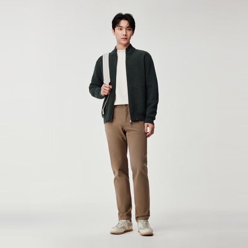 Joeone Men's Waffle Knit Stand Collar Zip Cardigan