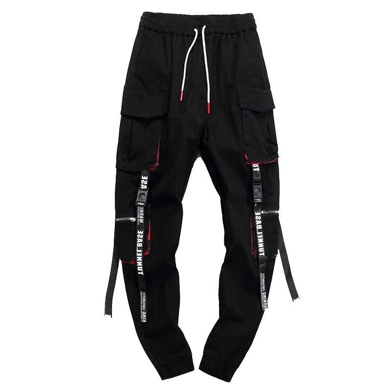 Summer Hip-Hop Men's Trendy Ribbon Overalls: Korean-Style Nine-Point Thin Pants