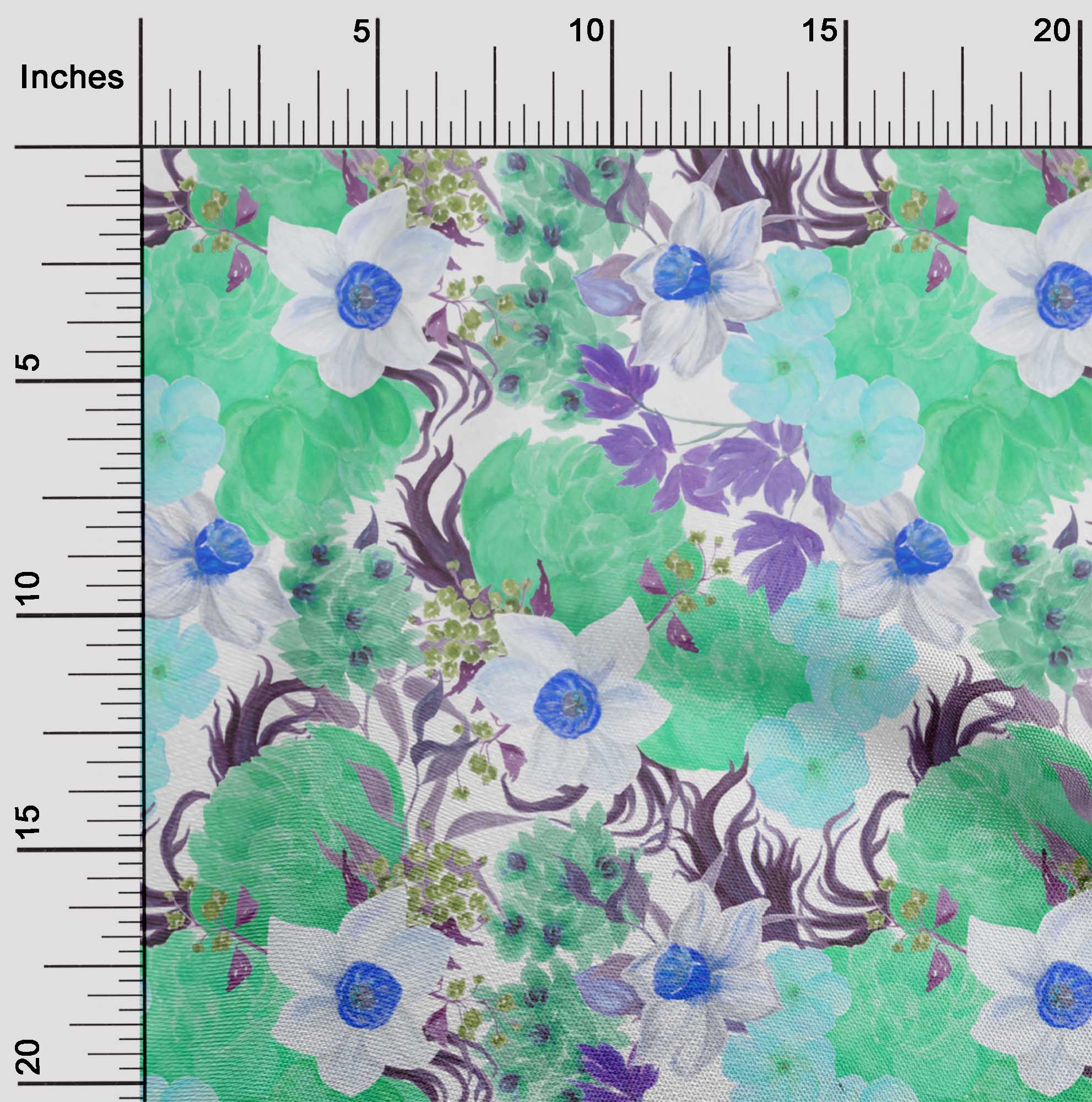 

OneOone Cotton Flex Рожева тканина Квіти та листя Акварель Швейні Ремісничі проекти Принти на тканині 40 дюймів 42 Inch Wide - Viscose Chiffon кольору морської хвилі