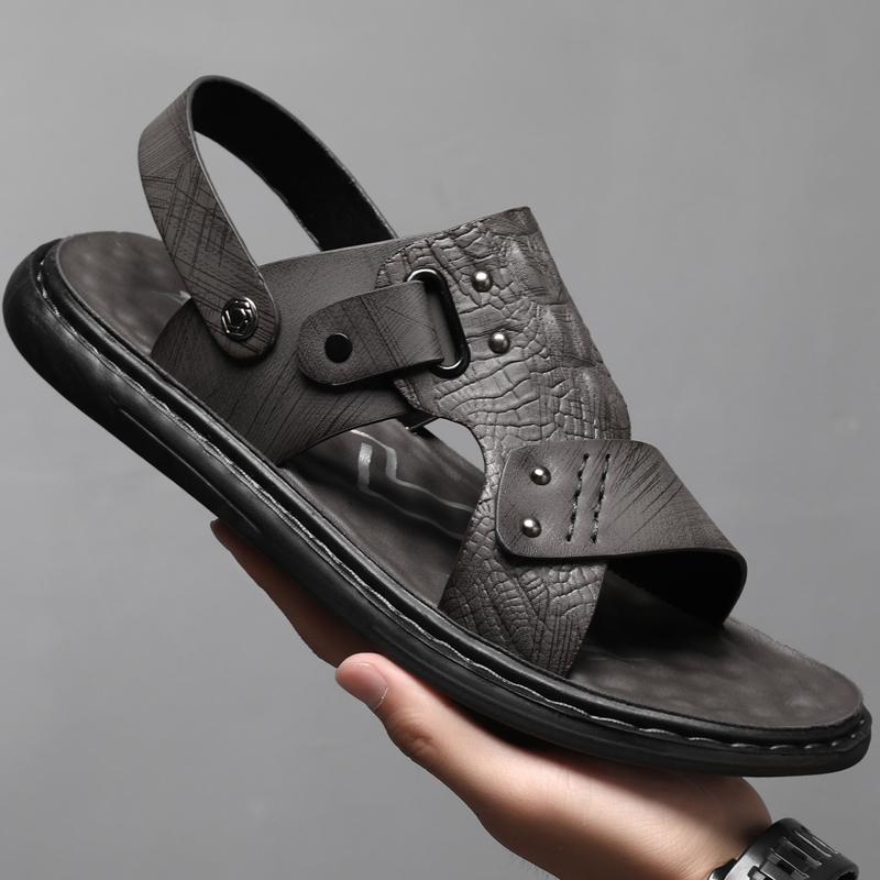 Men's Sandals Summer Soft Sole Crocodile Pattern Beach Shoes Youth Foreign Trade New Leisure Trend Outwear Sandals