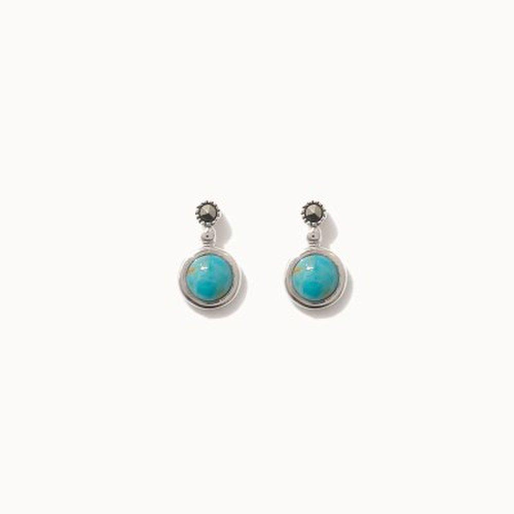 Jlauren M03622 Macasite Round Turquoise Earrings
