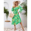 Spring and Autumn Women's Long Sleeve Printed Dress Slim Temperament Mid-Length Dresses