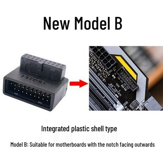 Motherboard USB 3.0 Right Angle Adapter, 19-Pin 90° Rear Cable Routing