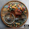 Vintage Metal Wall Art Retro Bicycle Round Sign Home Bar Decor