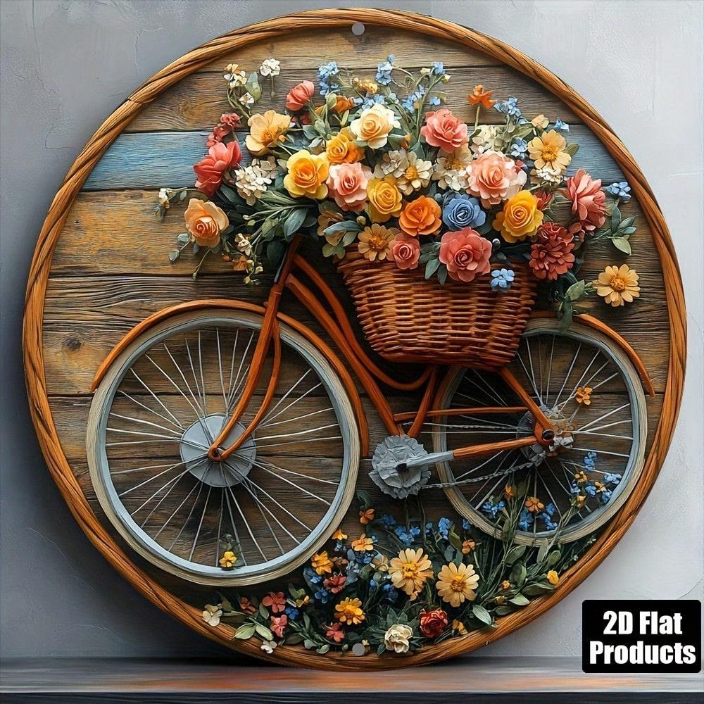 

Vintage Metal Wall Art Retro Bicycle Round Sign Home Bar Decor 20x20 різнокольоровий