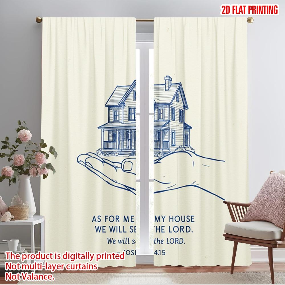 2pcs 2D flat printing Window Treatment Curtains House Serve Lord Joshua_a Polyester Without Electricity 0 Perfect for