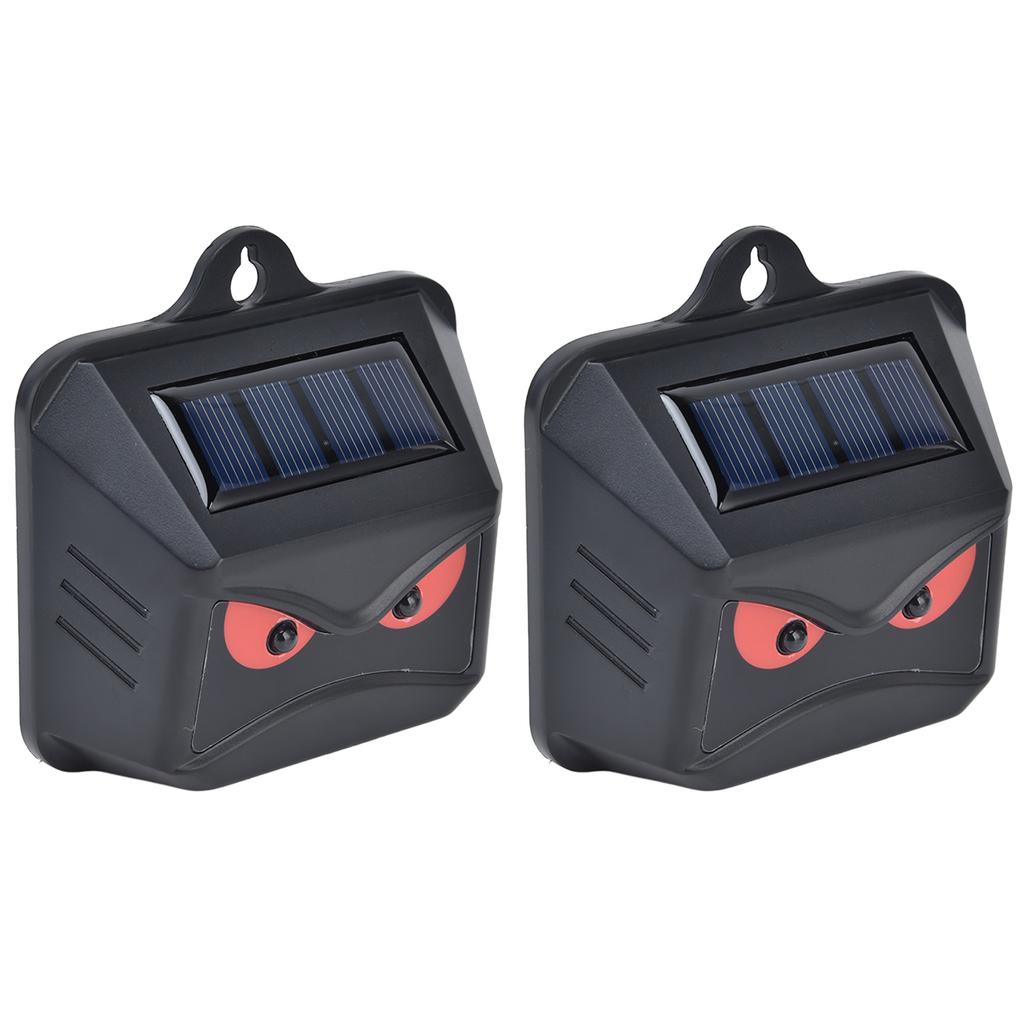 2pcs Animal Repeller Red LED Strobe Lights Waterproof Design Solar Automatic Charging ABS Housing