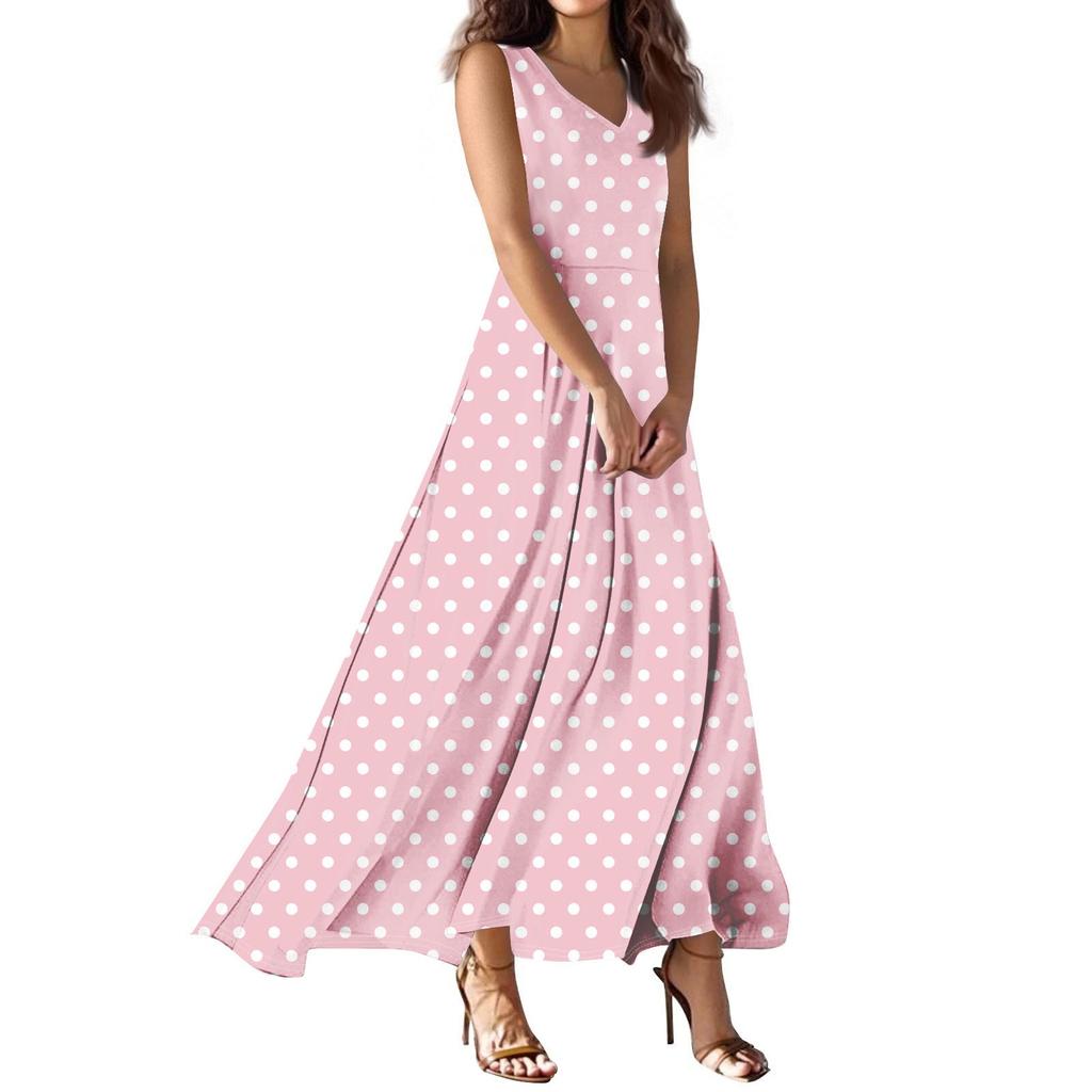 Women's Summer Casual Fashion  Dress V Neck Sleeveless Dress