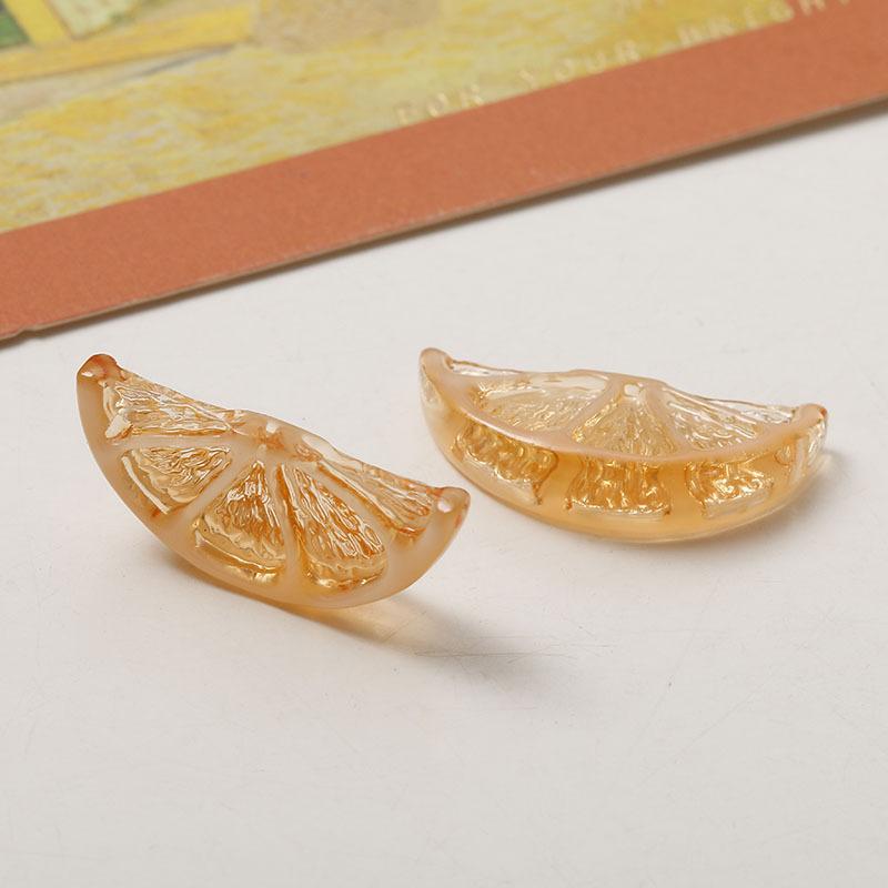 

2Pcs Summer Fresh Ice Orange Slice Resin Accessories Without Hole Personalized Women Earrings Keychain Bead Pendant DIY Material 27x12mm