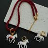 Exaggeration Stereoscopic Small Horse Pendant Earrings For Women Creativity Cute Animal Necklace Charm Jewelry Holiday Gift