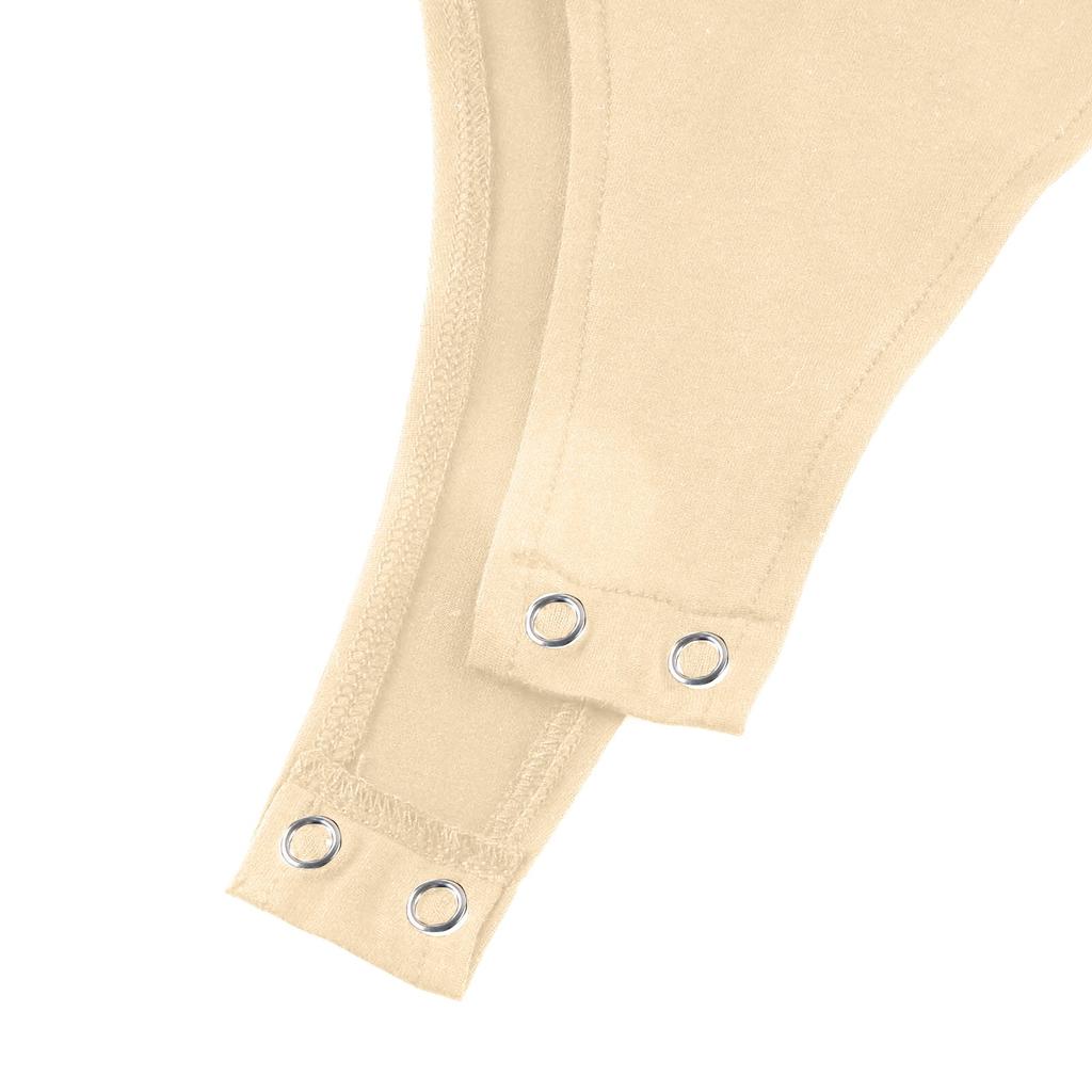 Women's Color Sexy Long Sleeve Racer Back Neck Sling Bodysuit Vest Jumpsuit