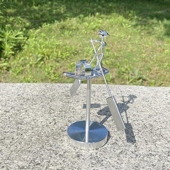 Fisherman Balance Art Figurine Swinging Kinetic Ornament Office Desk Stress Relief Toy Metal Balance Fisherman Sculpture for Home And Workplace Decor