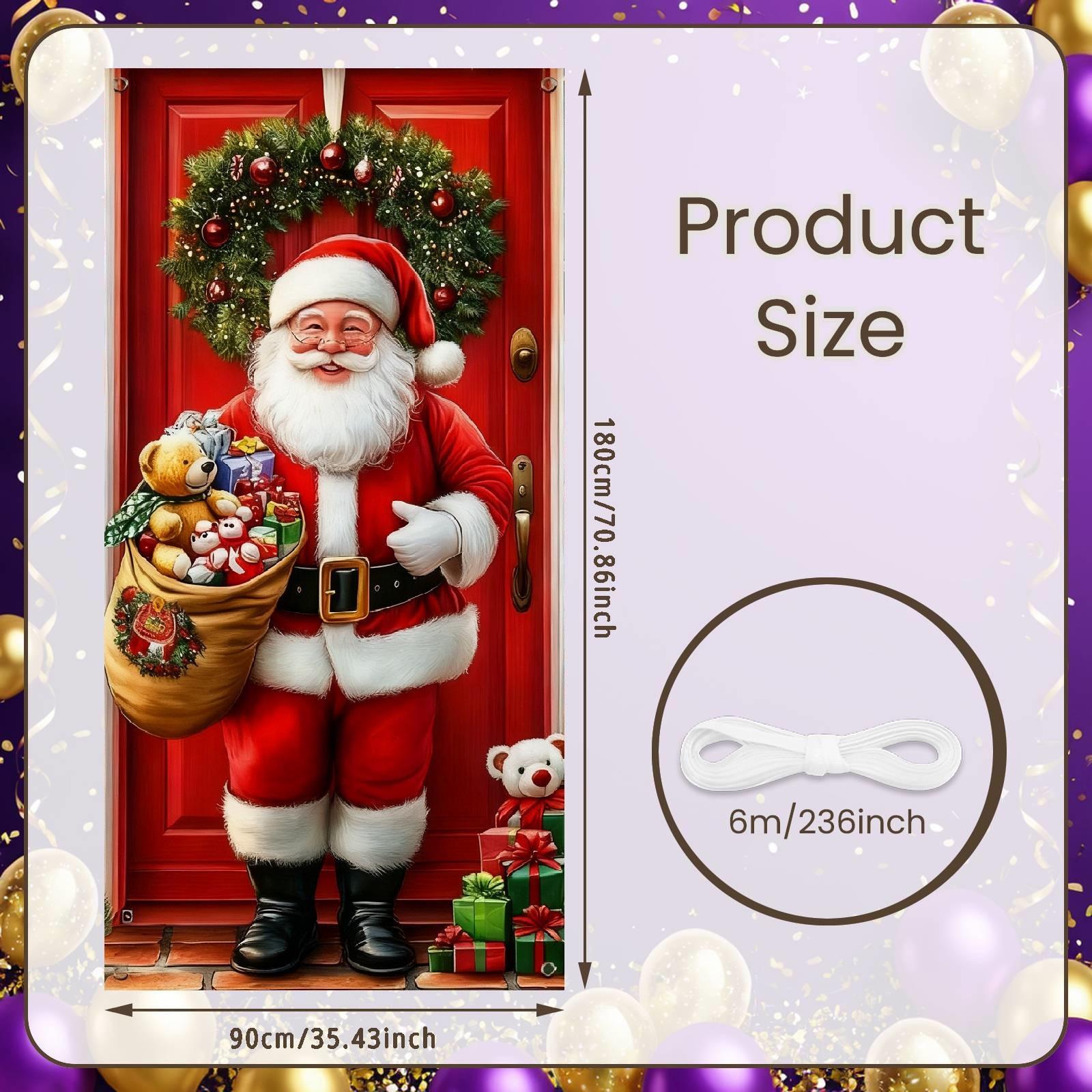 

Decorative Door Banner Polyester Christmas Banner Gift Bag Banner Colorful For Christmas Party Home Decoration Holiday