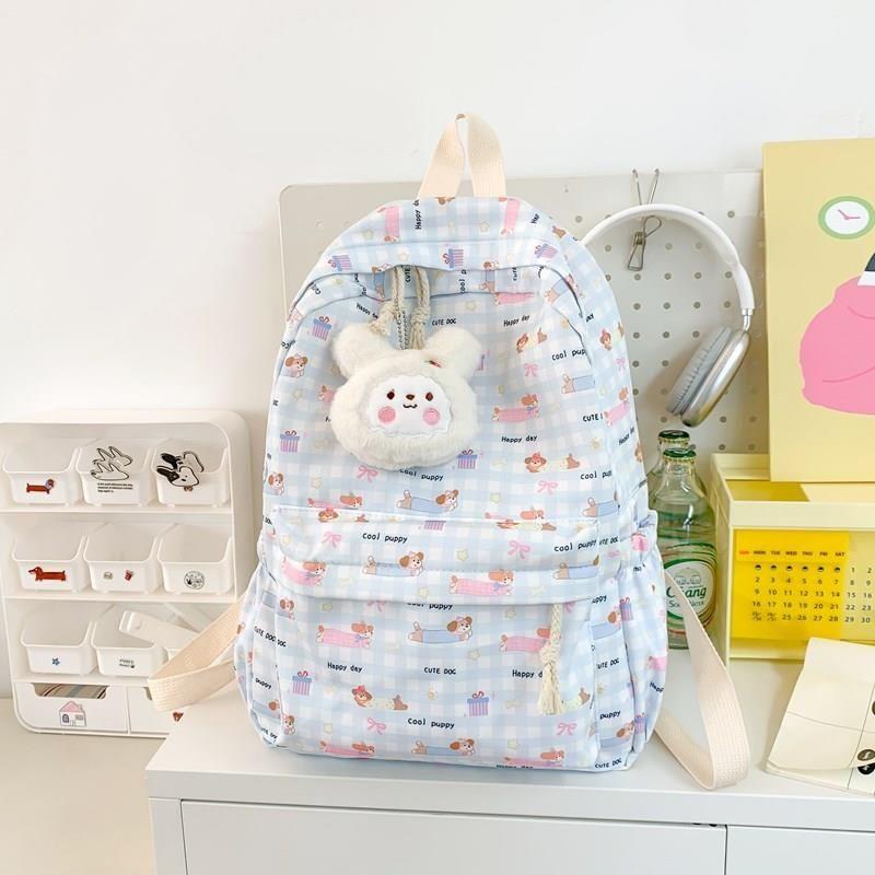 

JK Японская мода Милый школьный рюкзак Женский Ученик начальной школы Симпатичный Свежий Ученик старшей школы Дорожный рюкзак Light blue [with strawberry rabbit pendant]]