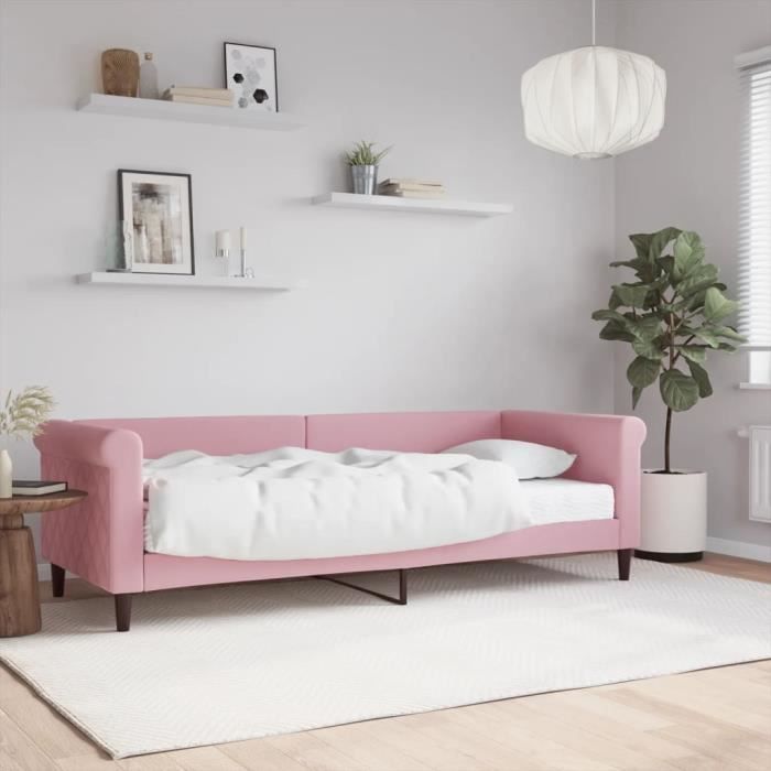 VidaXL Lit de jour avec matelas rose 80x200 cm velours 3197743