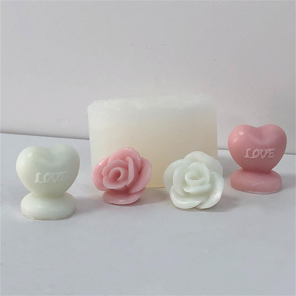 Heart Shaped Candle Mold Rose Candle Mold for DIY Candle Soap Plaster Chocolate Home Decor DIY Resin Casting Molds