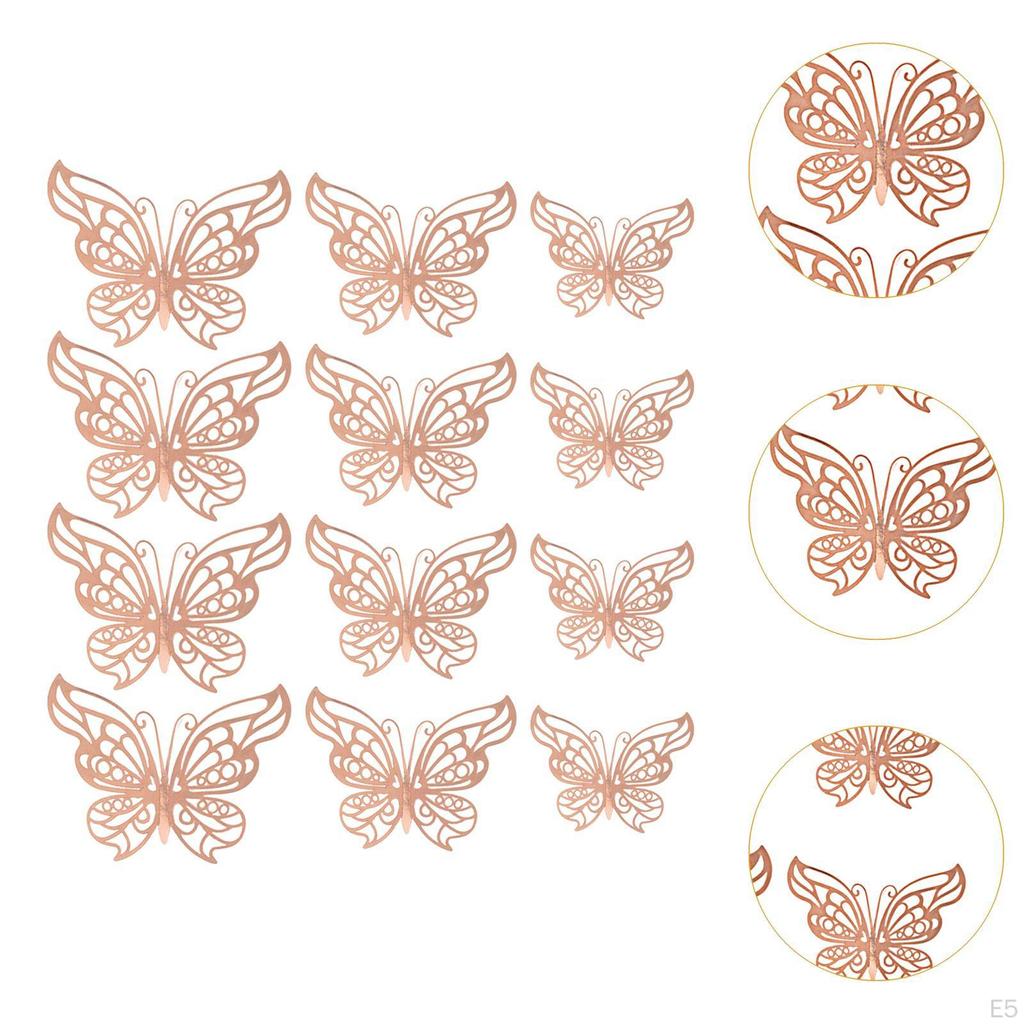 12 Count 3D Hollow Butterfly Wall Stickers for Event Decoration in Multiple Sizes