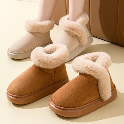 Bottes d'hiver montantes pour femmes, antidérapantes, à semelle épaisse, en coton, avec doublure en peluche